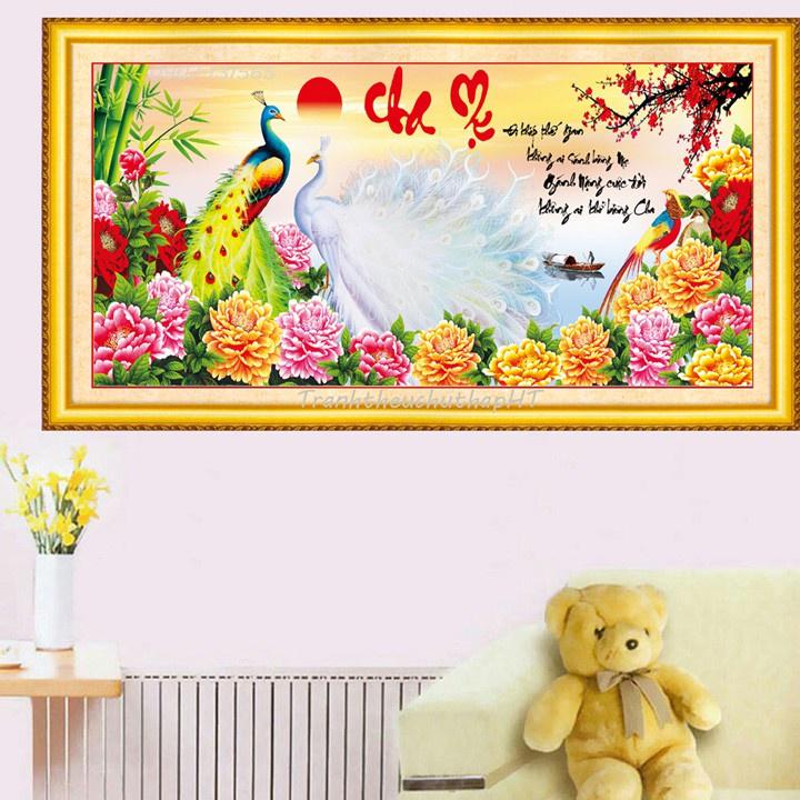 Tranh đính đá cha mẹ kt 130x60 cm CHƯA ĐÍNH