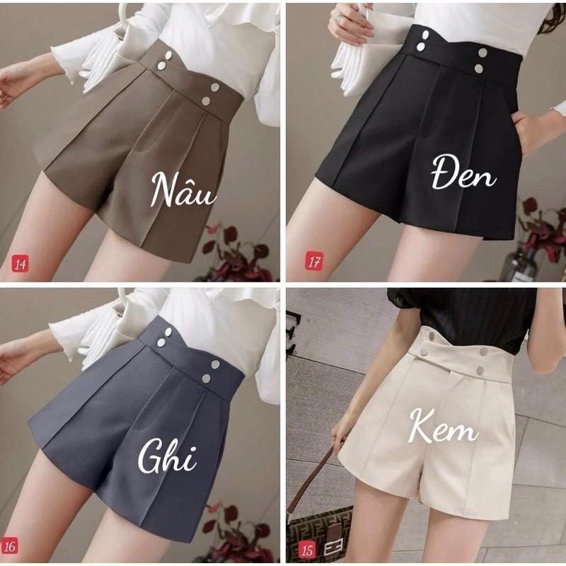 Quần Đùi Lưng Cao Cạp Chéo 4 Khuy Vải Vitex Quần Shorts Nữ mã 66