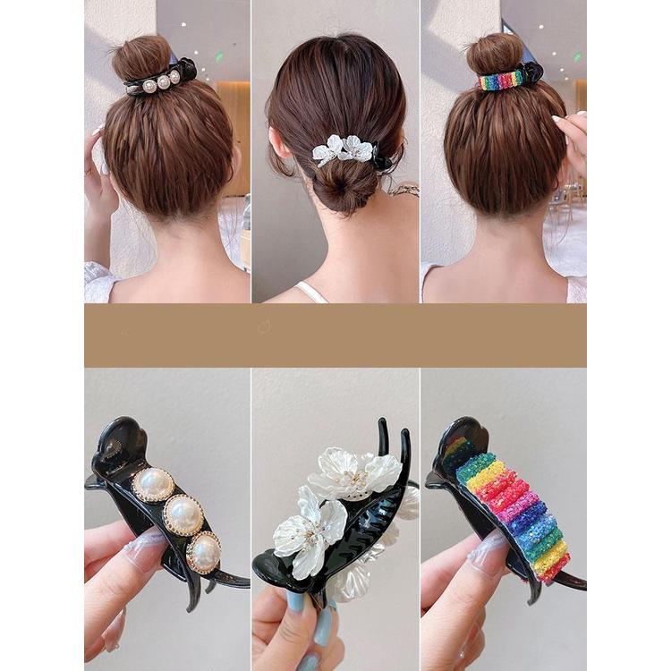 Kẹp Càng Cua Nhựa 3 Răng Lớn 8cm Phối Màu Cầu Vồng Phụ Kiện Tóc Nữ Xu Hướng Mới