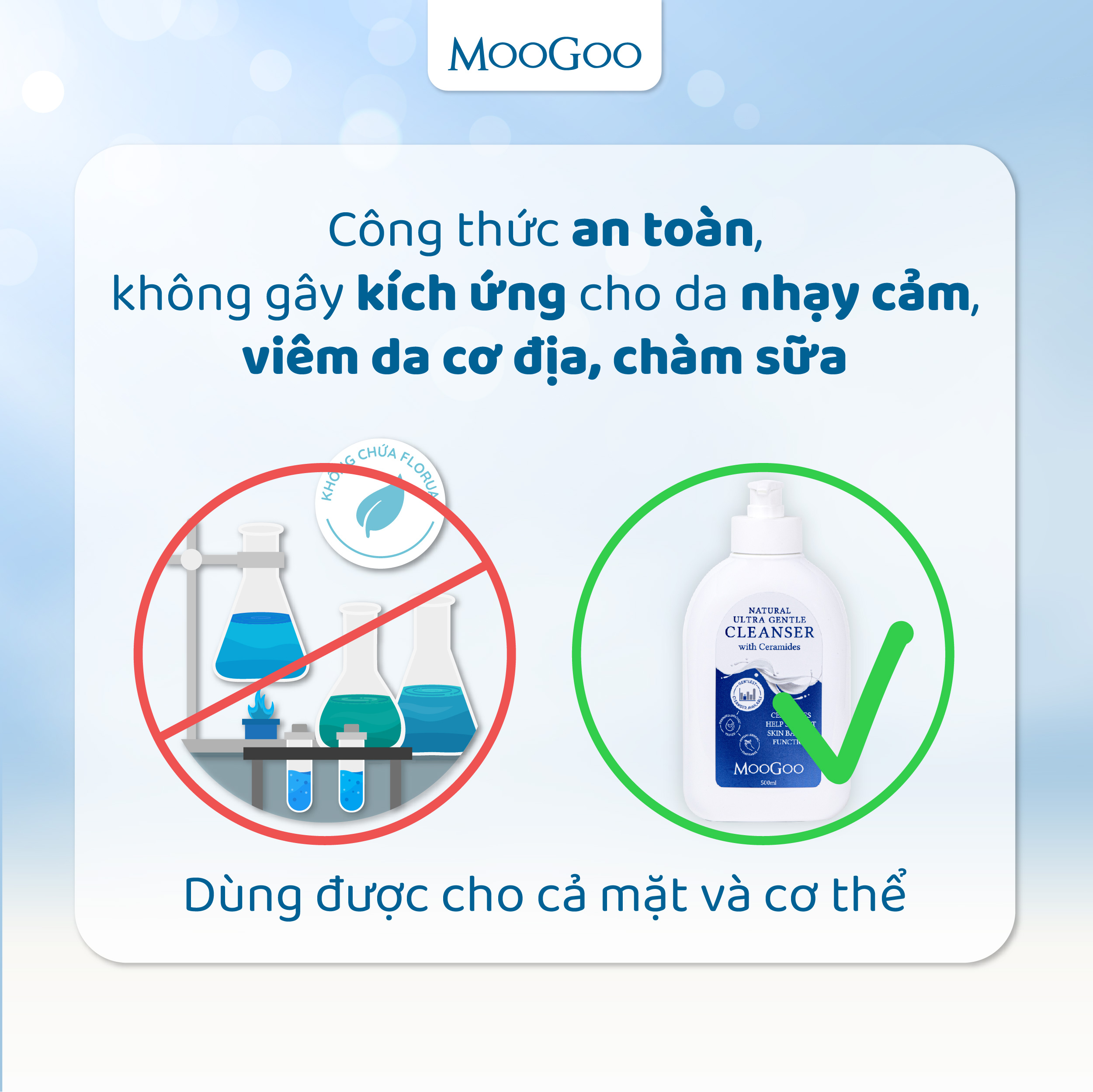 Sữa tắm dịu nhẹ dưỡng ẩm và bảo vệ da cho bé với Ceramides phù da nhạy cảm, viêm da cơ địa, chàm sữa Moogoo Úc