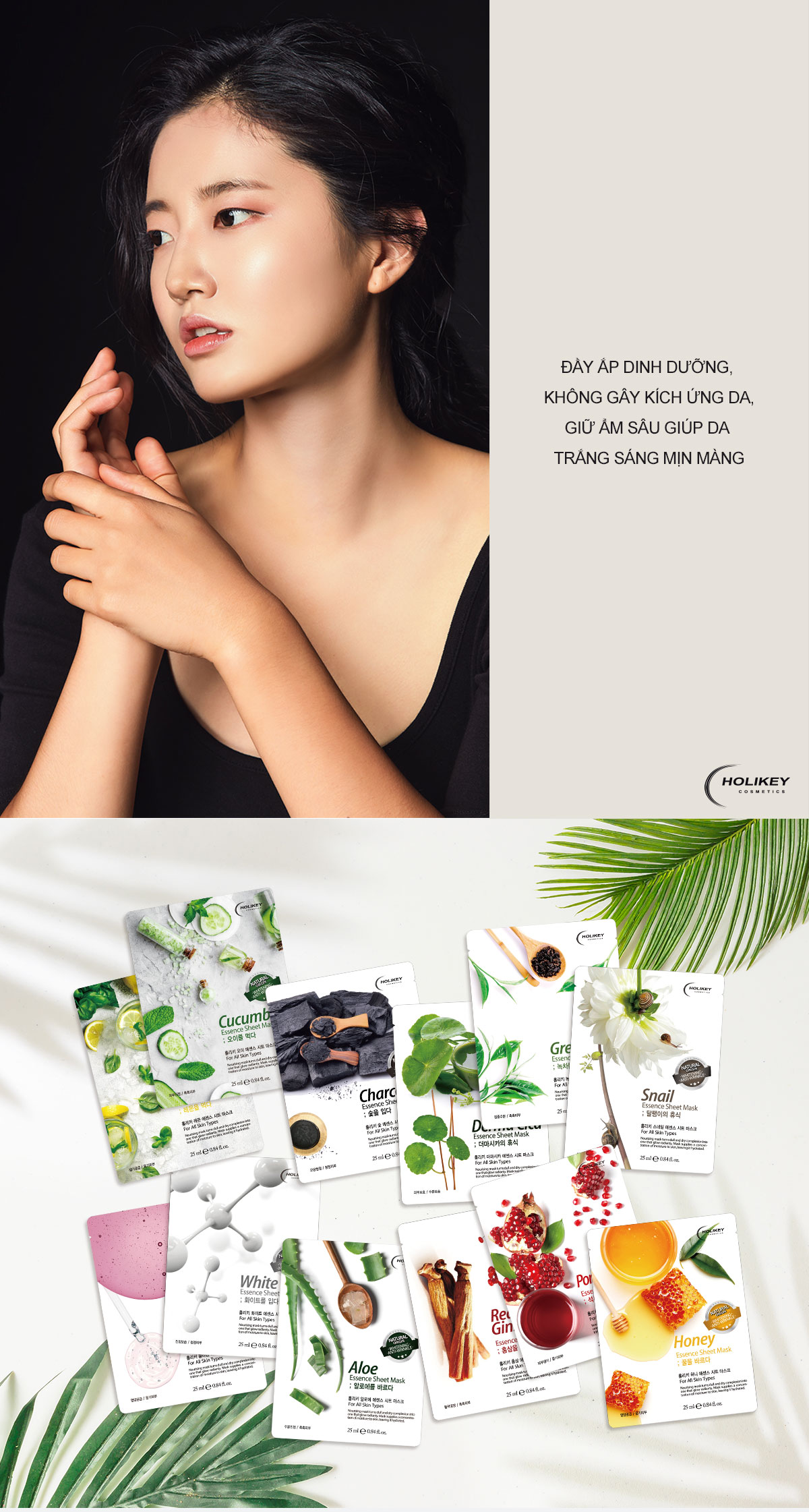 Combo 10 Gói Mặt Nạ Trà Xanh Dưỡng Da Holikey Fresh Green tea Mask Sheet 100% Cotton