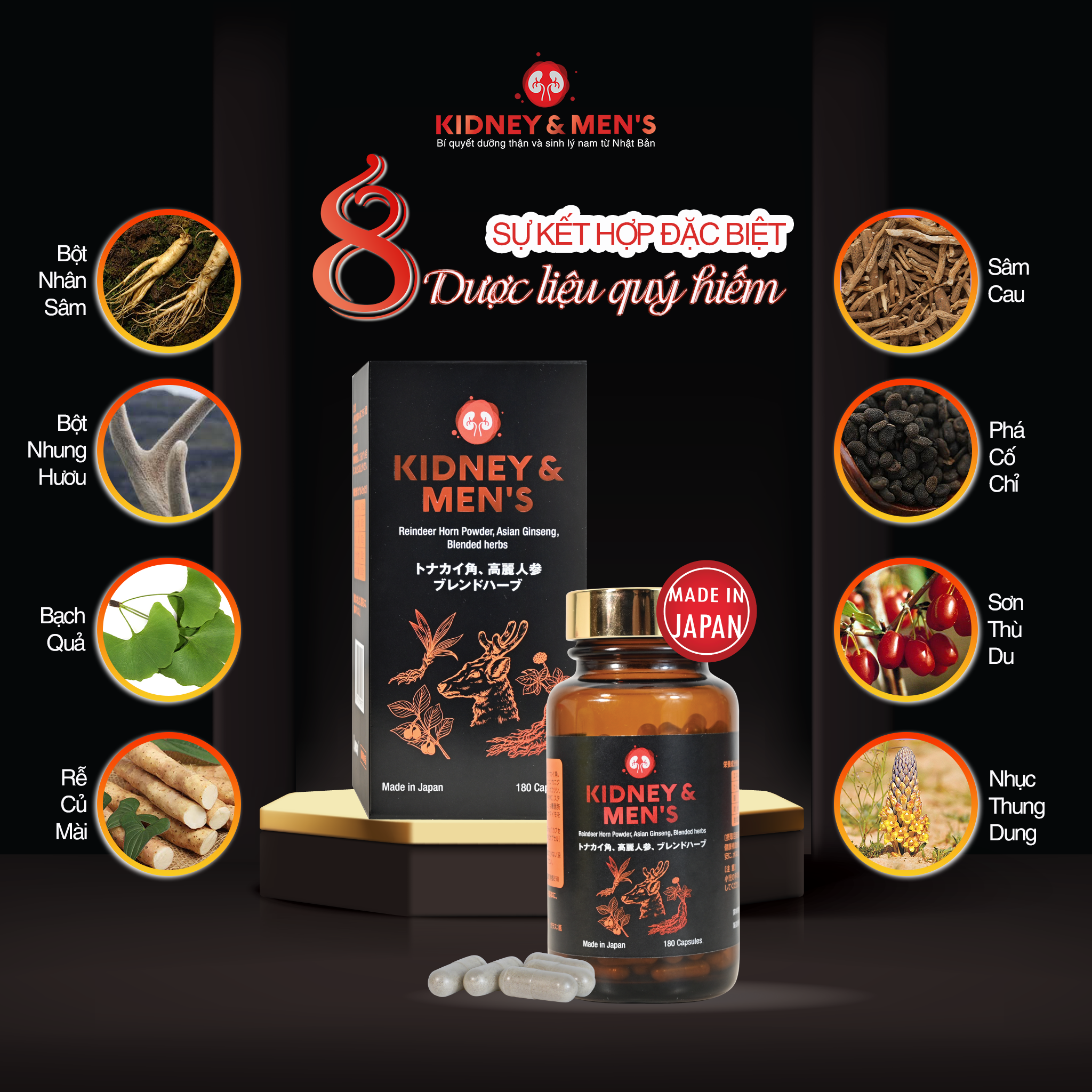 Thực phẩm bảo vệ sức khỏe Kidney & Men's Giúp Bổ Thận và Tăng Cường Sinh Lý Nam từ Nhật Bản
