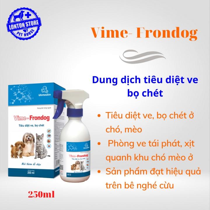 Vime Frondog - Phun Xịt Tiêu Diệt Ve, Bọ Chét Cho Chó, Mèo, Trâu, Bò, Dê, Cừu; 250ml