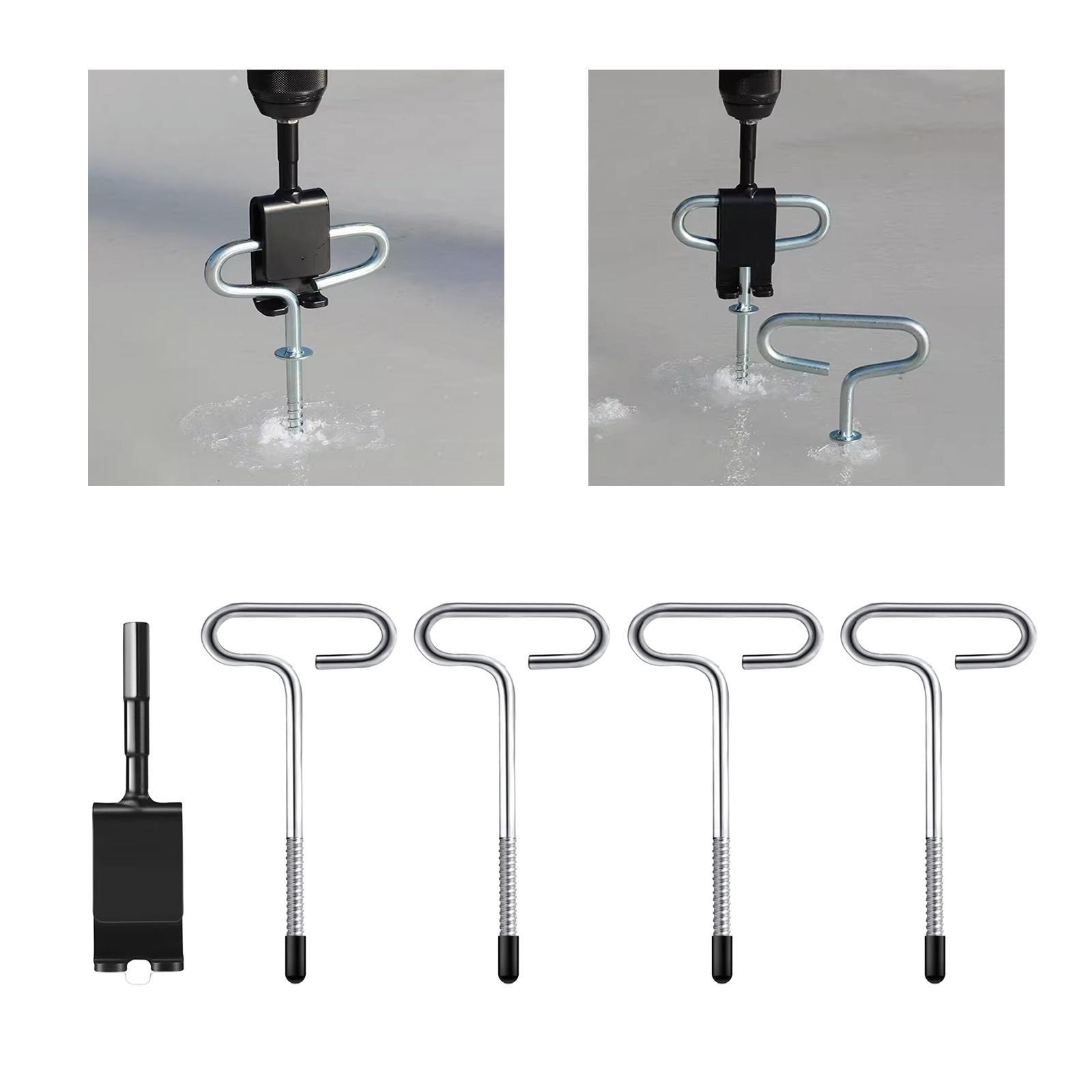 Ice Anchor Drill Adapter with Threaded Peg Ice Fishing Shelter Stake Nail, Ice Fishing Anchors Tool for Ice Insert Sewing