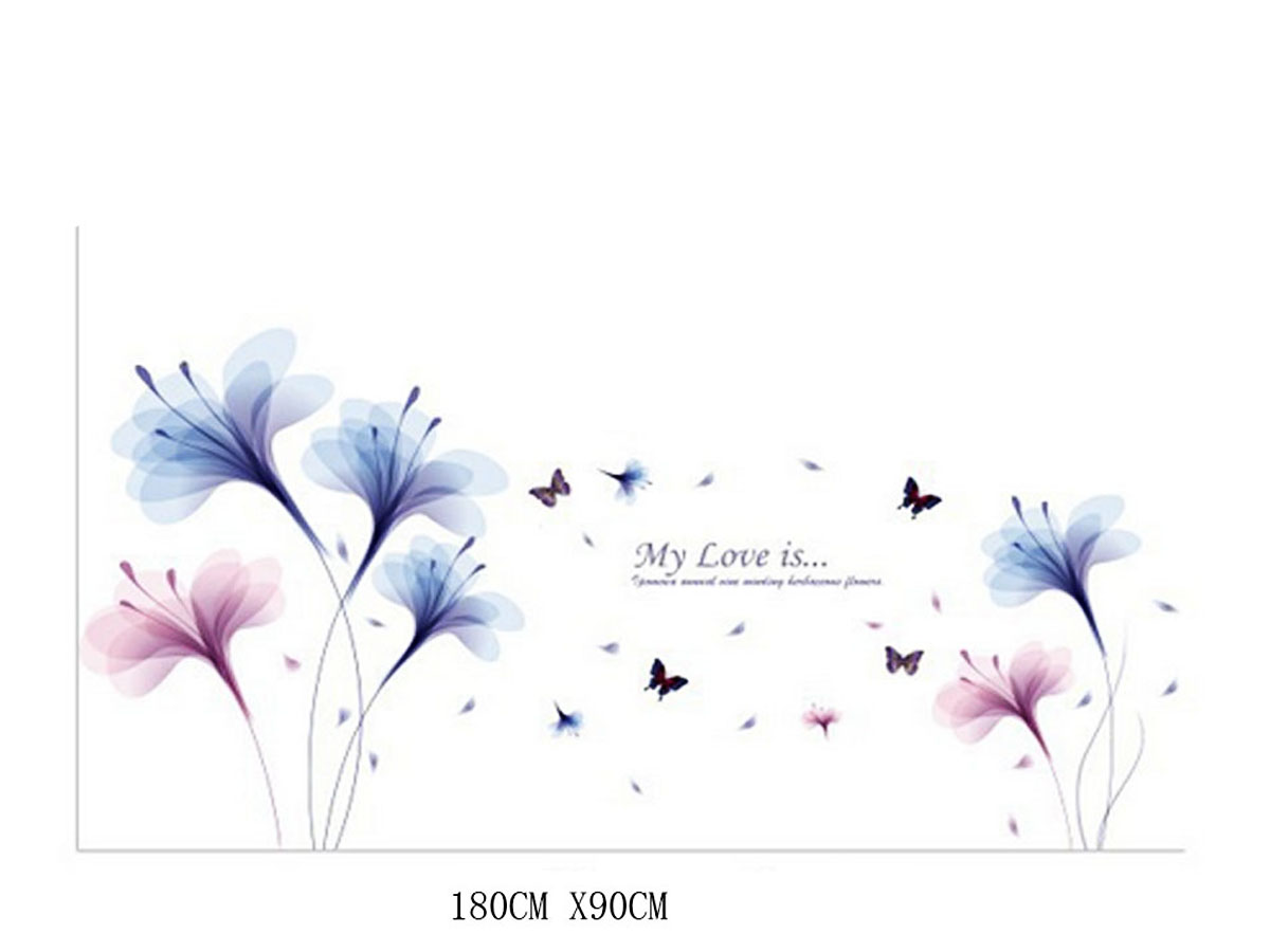 Decal dán tường hoa pha lê xanh tím xl8262