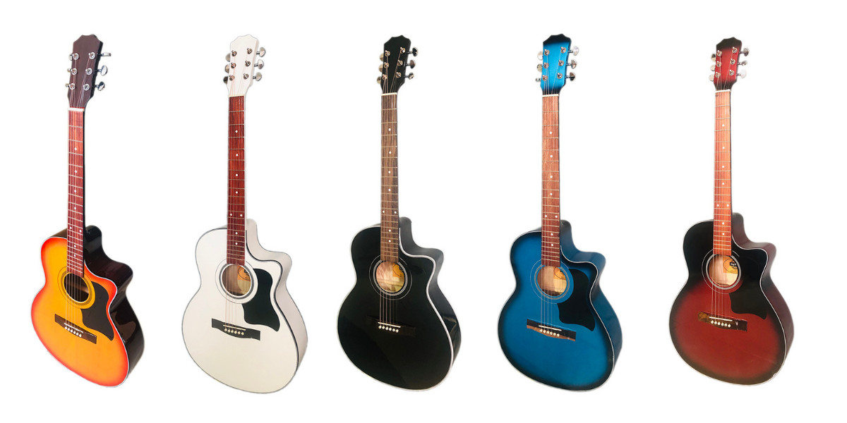 Đàn guitar acoustic DGKRO-012 dáng A khuyết màu đẹp âm thanh tốt có ty chống cong cần dành cho bạn mới tập