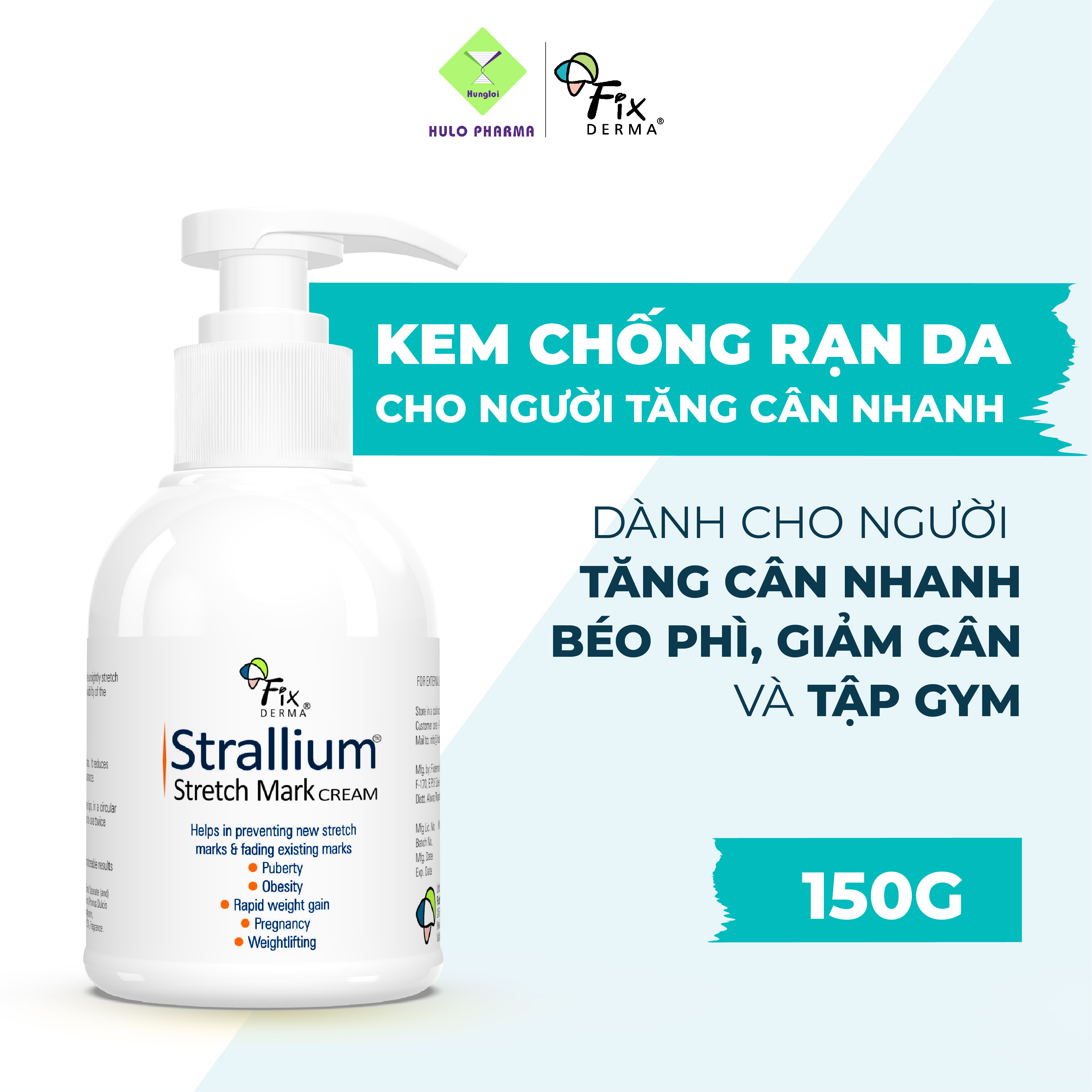 Kem làm mờ vết rạn da Fixderma Strallium Stretch Mark Cream - Pump Pack (150g)