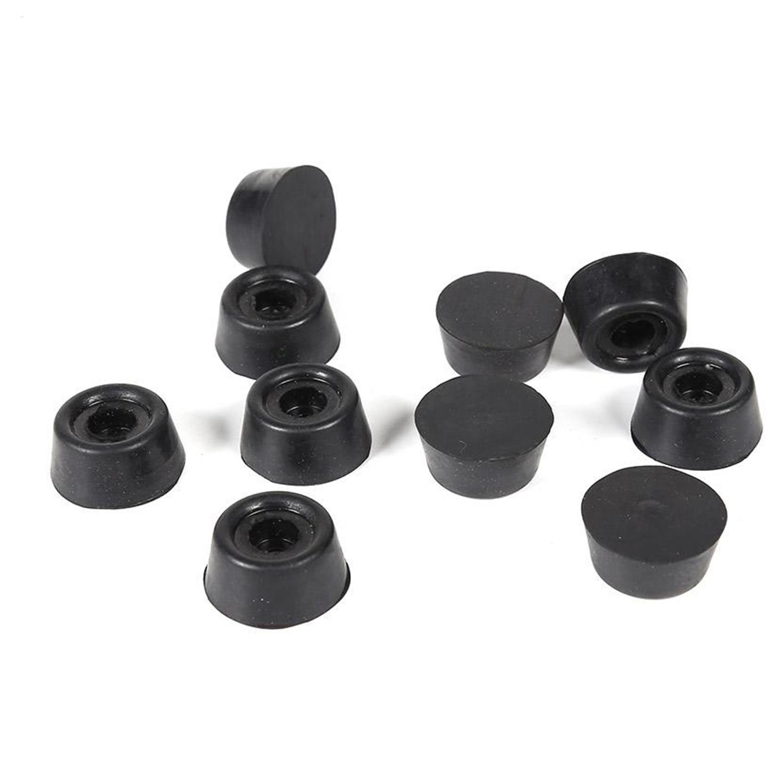 10pcs Billiard Cue Bottom Cover Billiard Cue Bottom Rubber Plug Protection Pad, Black