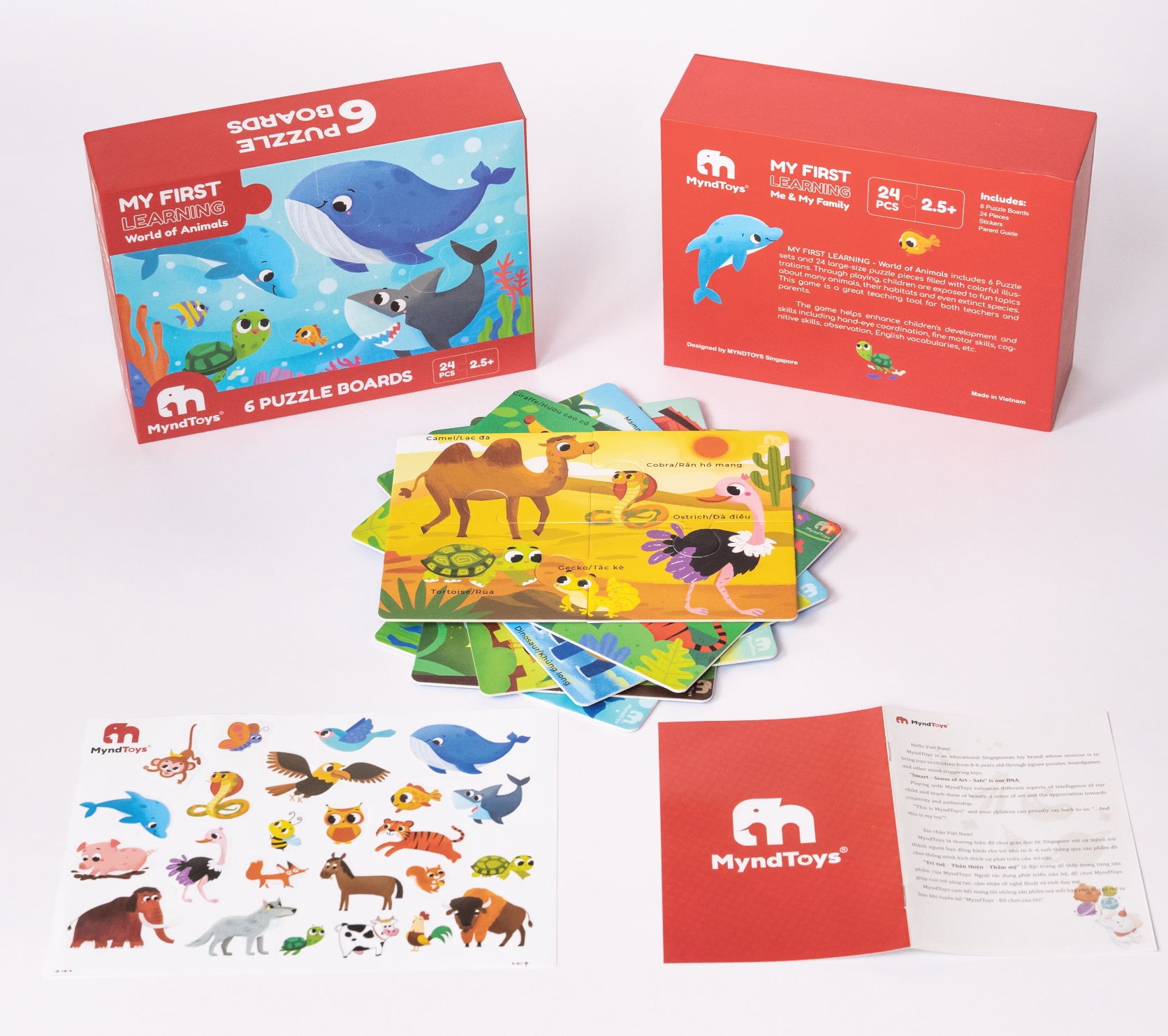 Đồ chơi Giáo dục MyndToys Xếp hình puzzle thông minh My First Learning – World of Animals cho bé từ 2.5 tuổi
