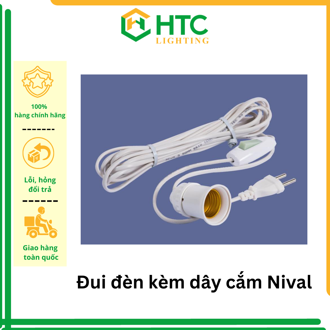 Đui đèn liền dây và công tắc, dây nối dài 2.5m/5m