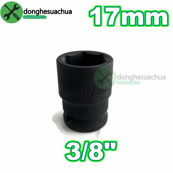 Tuýp 17mm 3/8 Kingtony 353517M loại ngắn 6 cạnh màu đen