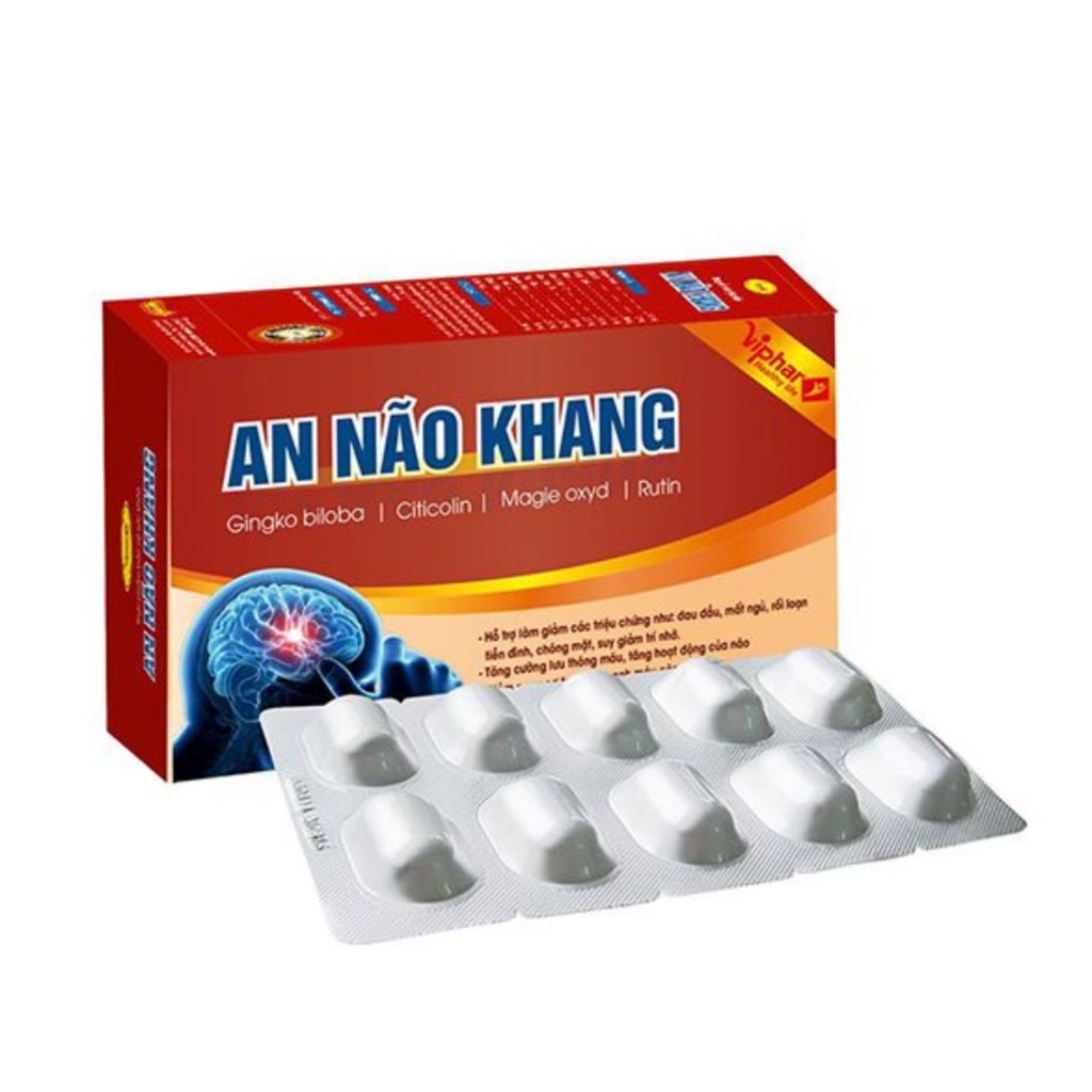 AN NÃO KHANG Vinaphar -Hộp 30 Viên - Tăng Cường Lưu Thông Máu Lên Não, Giảm Nguy Cơ Tai Biến Mạch Máu Não Do Tắc Mạch