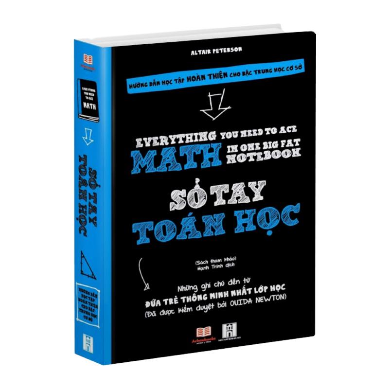 Sách sổ tay toán học, tổng hợp kiến thức toán từ lớp 4 đến lớp 9 - bìa cứng, in màu