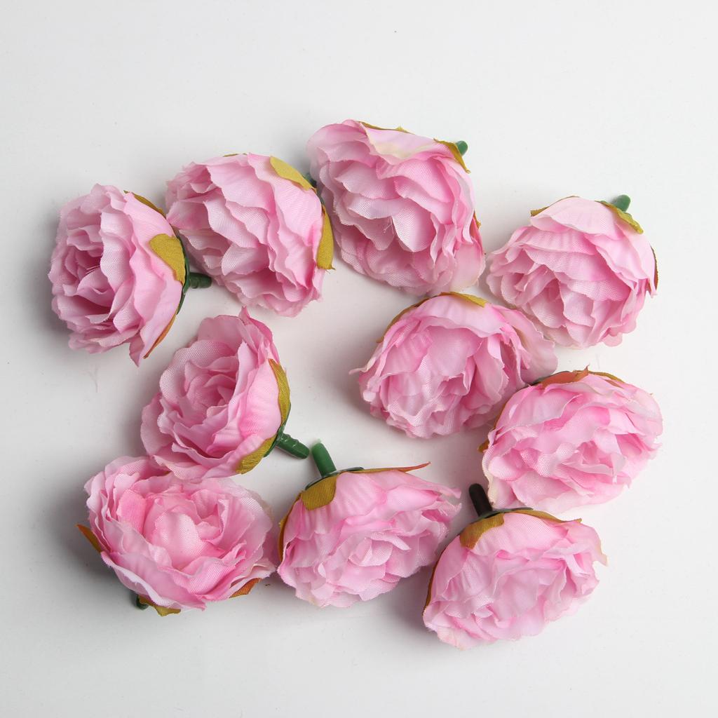 50pcs Artificial Silk Rose Flower Head DIY Wedding Party Decor Pink