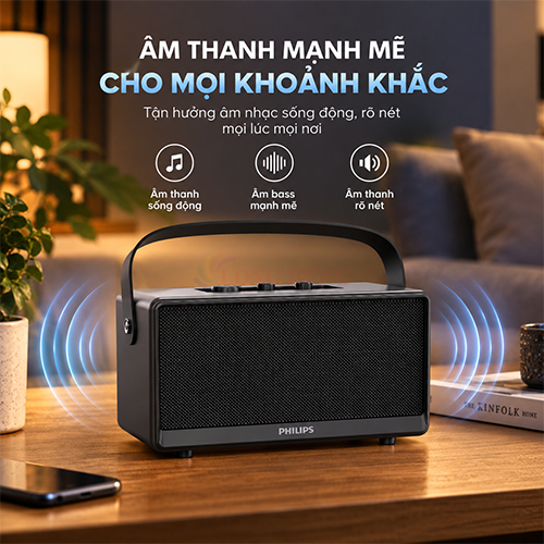 Loa Bluetooth Philips TAS3002BK/70 - Hàng chính hãng