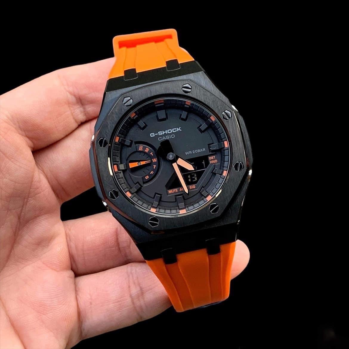 Đồng Hồ Nam Dây Nhựa Casio G-Shock GA-2100-1A4 AP Custom Black x Orange Royal Oak