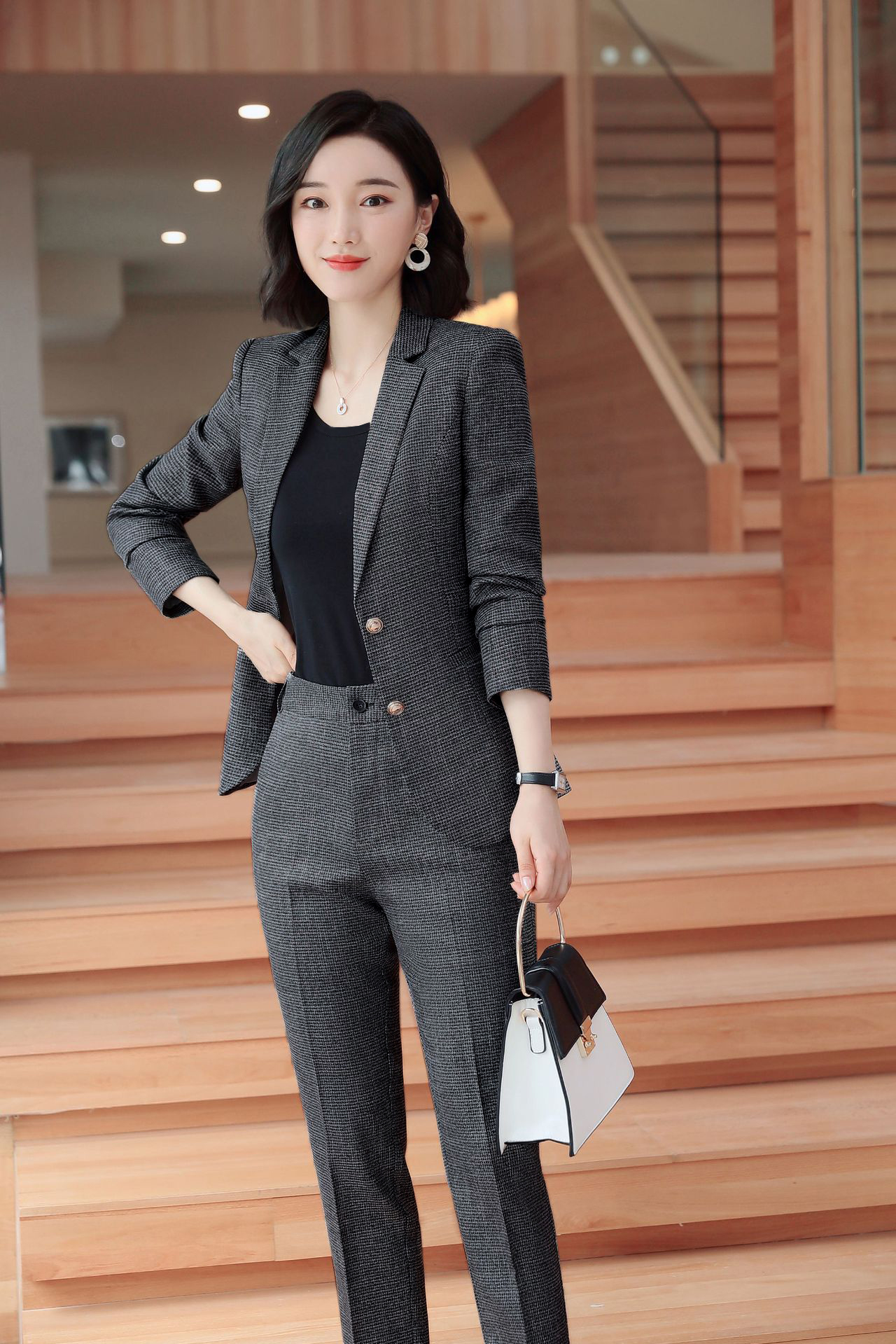 Set bộ vest công sở tay dài 2 nút sang trọng