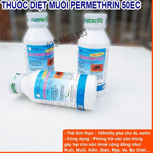 Chế Phẩm Diệt muỗi Permethrin 50EC -100ml - Sử dụng nhúng màn và phun trực tiếp