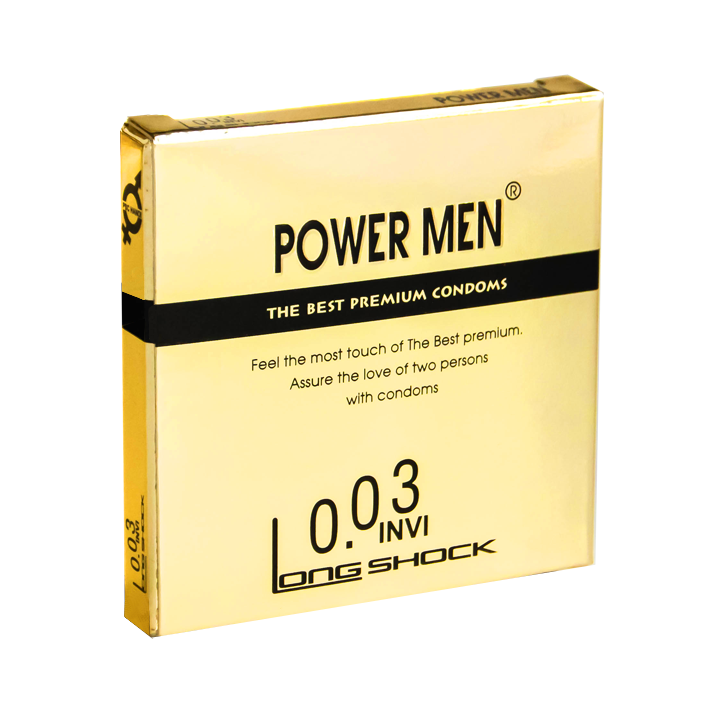 [Gift] Bao cao su Powermen INVI 0.03 Long shock hộp 1 chiếc (SSU1)