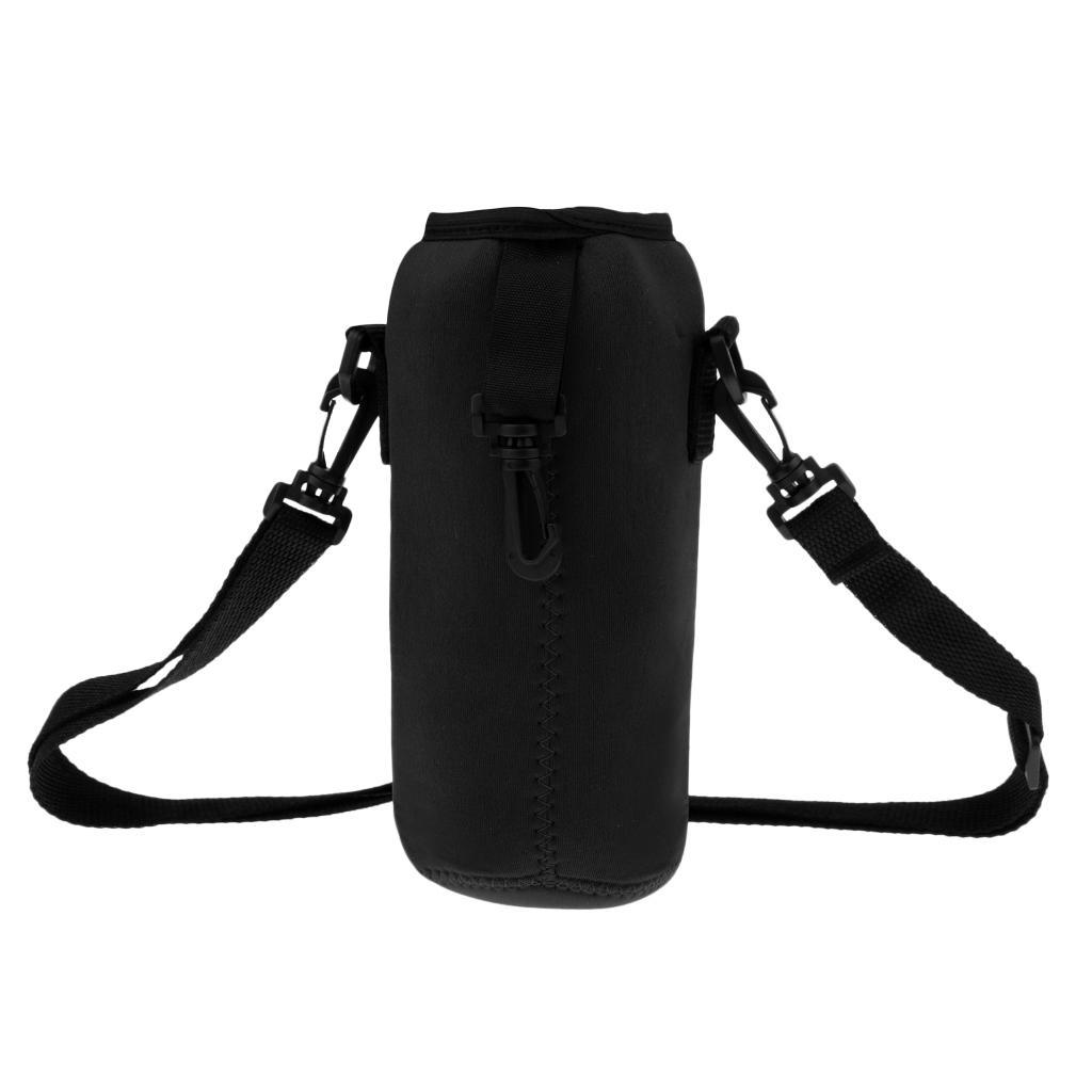 2x1000ml Sports Water Bottle Holder Sleeve Bag Neoprene Carry Pouch Case Black