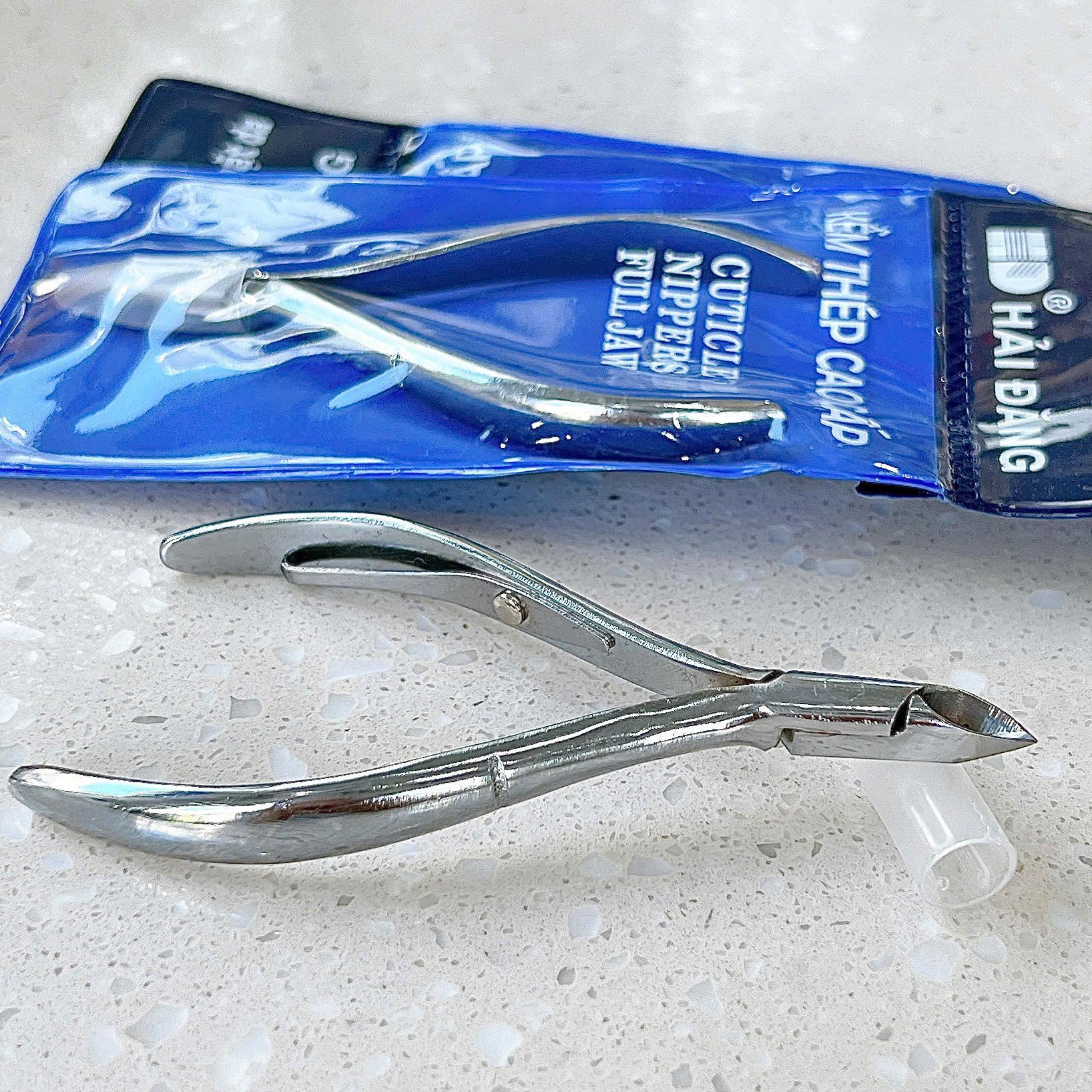 Kìm Nhặt Da HẢI ĐĂNG Màu Vàng Trắng Thép Cao Cấp Không Gỉ Làm Nail, Mũi Dài 1.5cm Đầu Vuông, Kềm Bán Nguyệt, Sắc Bén, Bền Lâu Nữ Women