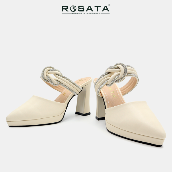 Giày sục cao gót nữ mũi nhọn ROSATA RO562 cao 8p - HÀNG VIỆT NAM - BKSTORE