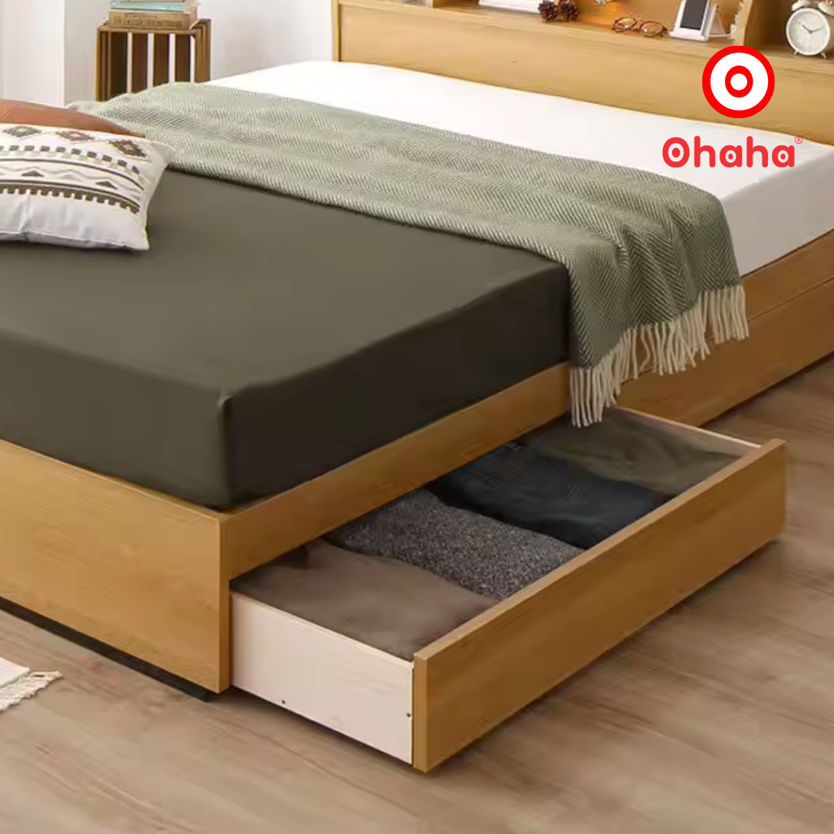 [Kèm ảnh thật - Miễn phí lắp đặt &amp; vận chuyển] Giường ngủ gỗ công nghiệp cao cấp OHAHA chuẩn Nhật - Yellow - GC041 - 01