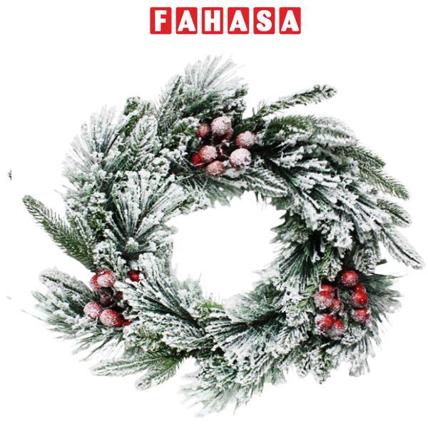 Vòng Hoa Cước Nở Hoa Phủ Tuyết - Trang Trí Noel 50 cm - Chaang Chiia LP-W2-HS20