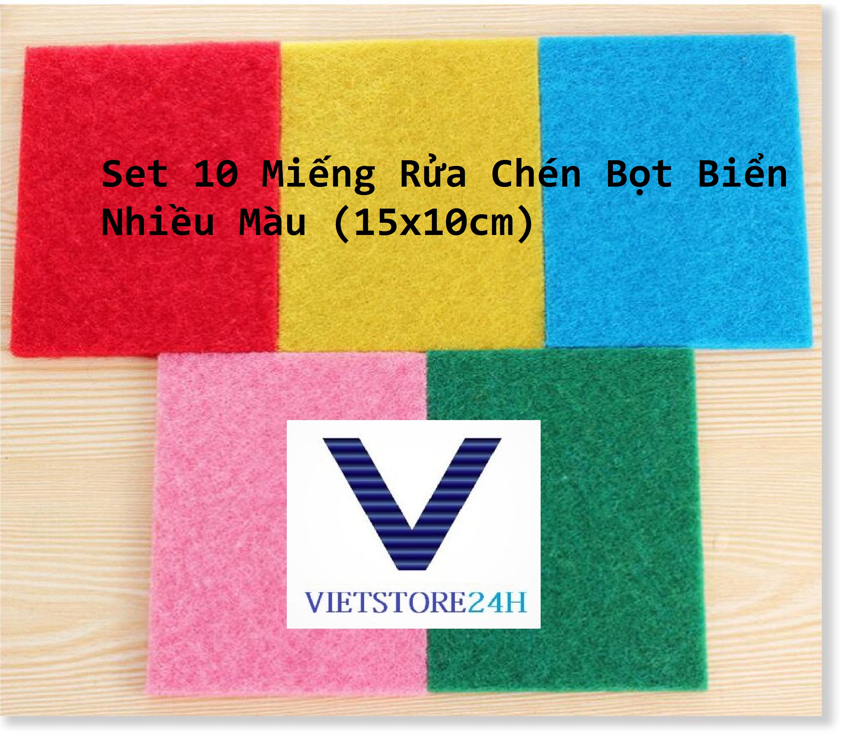 Set 10 miếng rửa chén bọt biển nhiều màu (15x10cm) VT