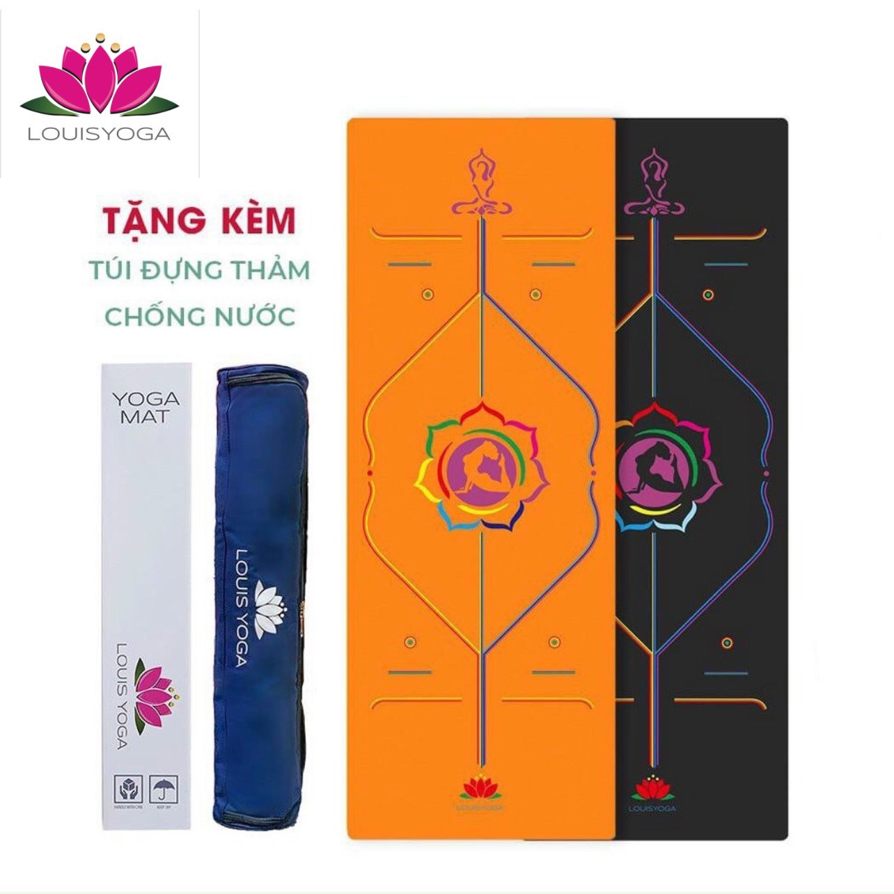 Thảm tập yoga cao su cao cấp 183x68x0.5cm định tuyến - Chống thấm, chống trơn, trượt - Thương hiệu QUEEN