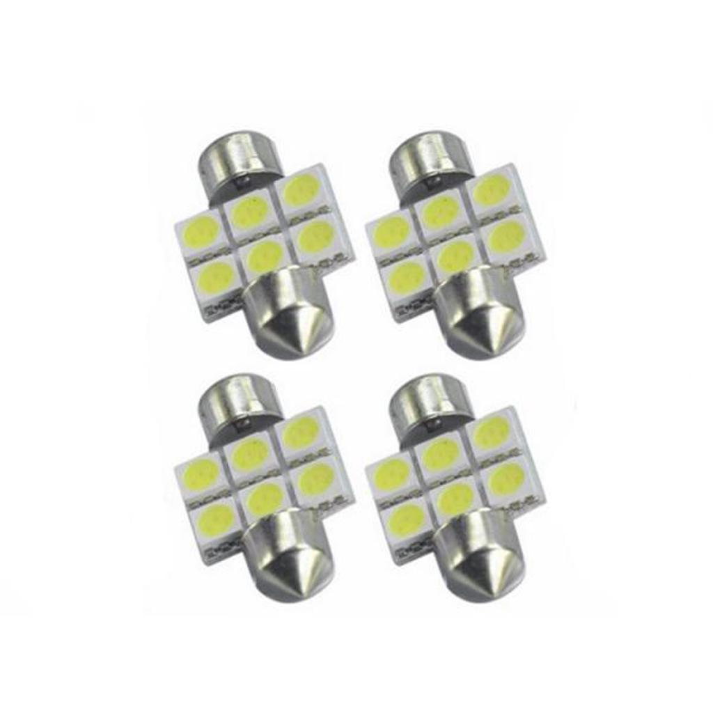 4pcs 31mm Length 6SMD 5050 LED Bulbs for Dome Number Plate
