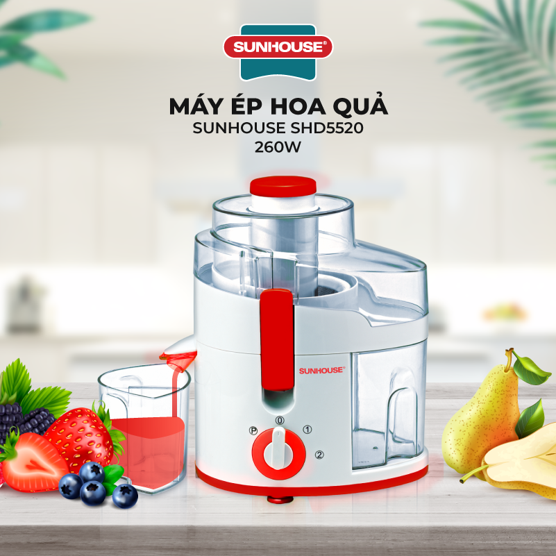 Máy Ép Trái Cây Sunhouse SHD5520 - Đỏ - Hàng chính hãng