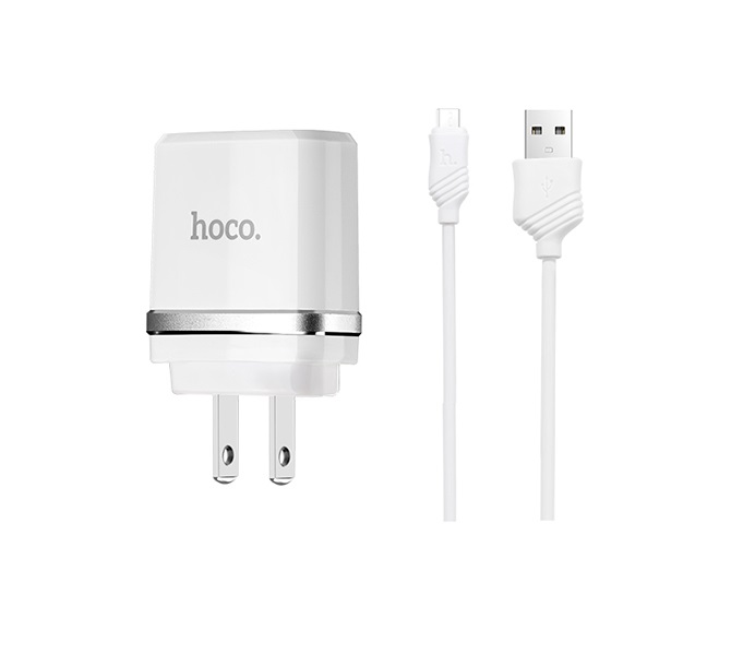 Bộ Sạc Điện Thoại MicroUSB HOCO C12A - Trắng - Hàng Chính Hãng