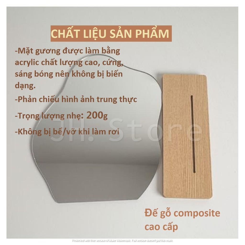 GƯƠNG TRANG ĐIỂM HOT TREND Hàn Quốc-Nhật BảnĐể bàn-trang trí-decorĐơn giản-không vỡ-đế gỗ