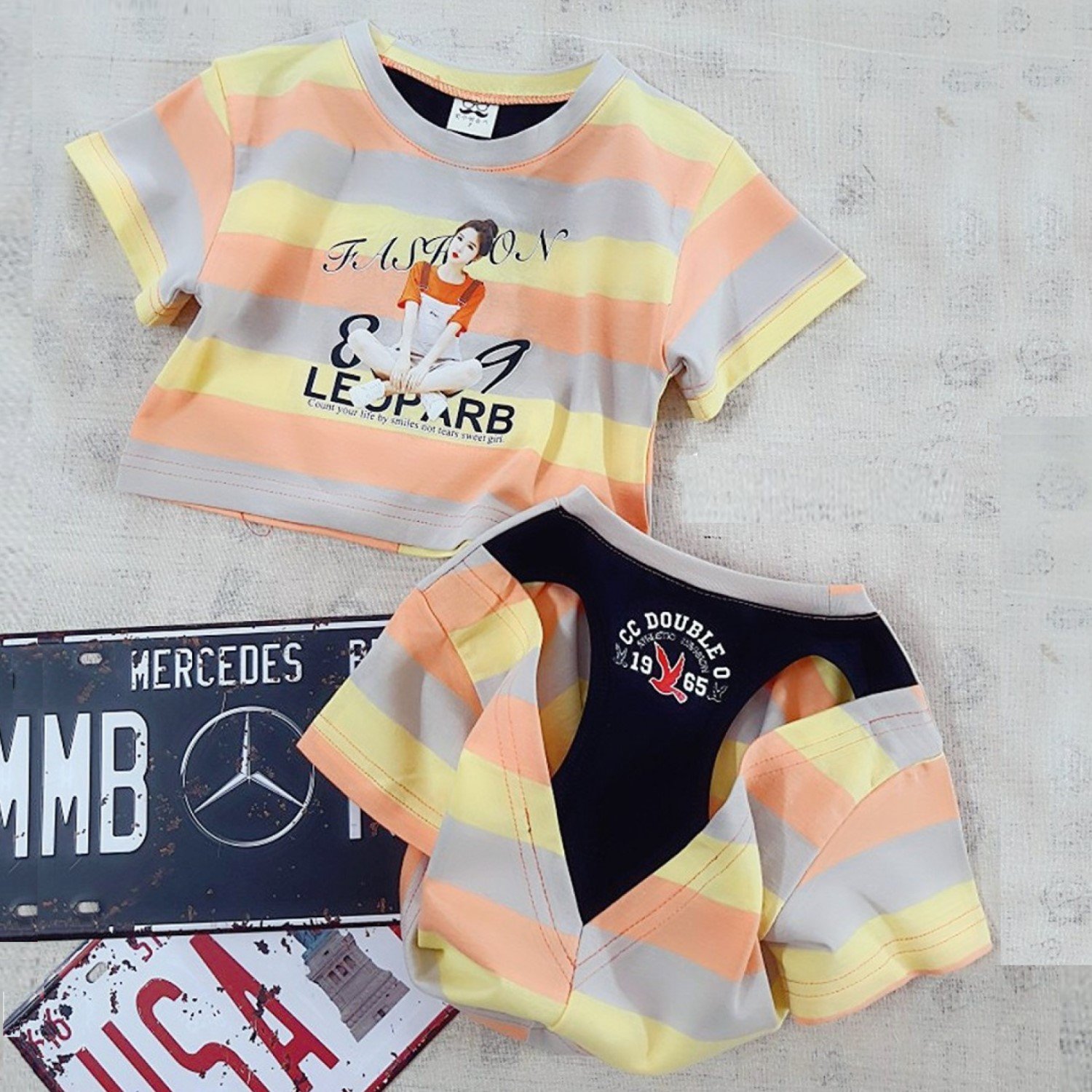 G1015 Áo thun bé gái, Áo croptop phong cách hiphop cho bé gái từ 2 tuổi, hàng nhập Quảng Châu cao cấp