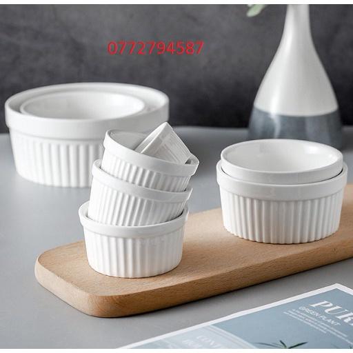 Chén Sứ Ramekin Sọc Đựng Gia Vị Cao Cấp Tròn