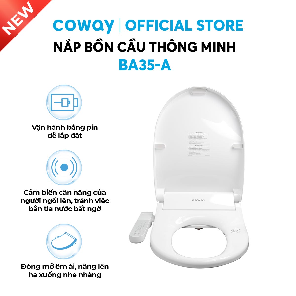 Nắp bồn cầu thông minh Coway Bateri Bidet BA35-A - Hàng chính hãng