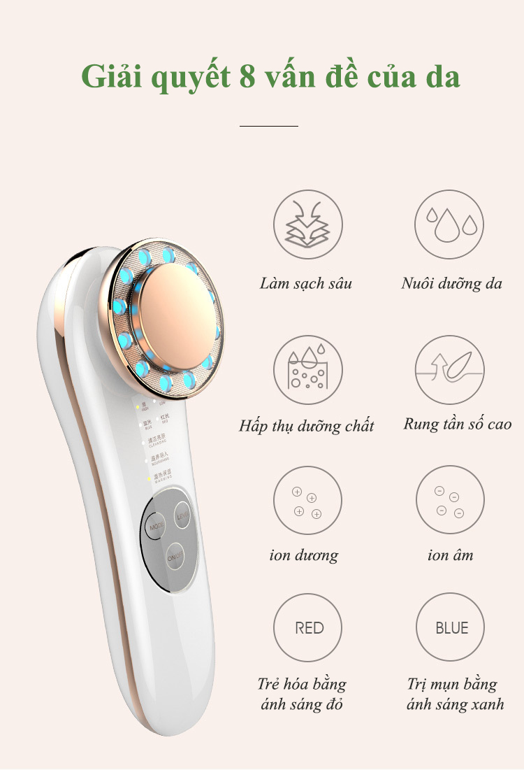 Máy Massage Mặt Đa Năng INFACE SONIC Sử Dụng Ion Nâng Cơ Điện Di Tinh Chất Mát xa, Làm Sạch, Trẻ Hóa Chăm Sóc Da Mặt Toàn Diện- HÀNG CHÍNH HÃNG