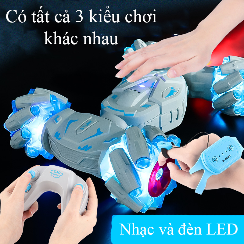 Xe ô tô điều khiển từ xa KAVY 058 bằng cử chỉ có nhạc, đèn phun được khói xoay 360 độ cao