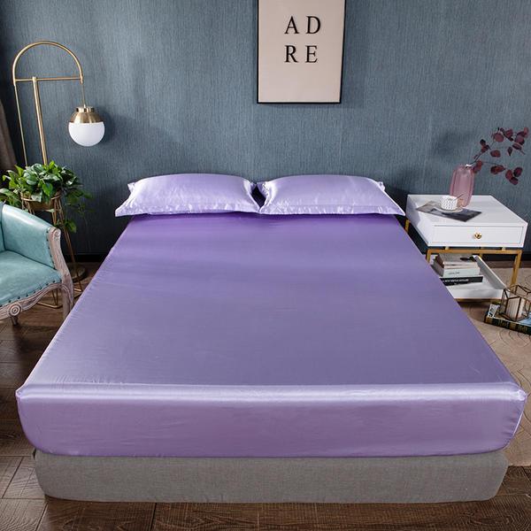 Trang Bị Bedsheet Lụa Satin Bọc Nệm Bộ Sabanas Satin Ga Giường Mềm Mịn Thoáng Mát Trang Bị Giường