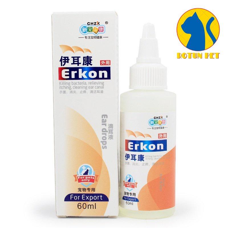 Dung dịch nhỏ tai dành cho chó mèo Erkon 60ml