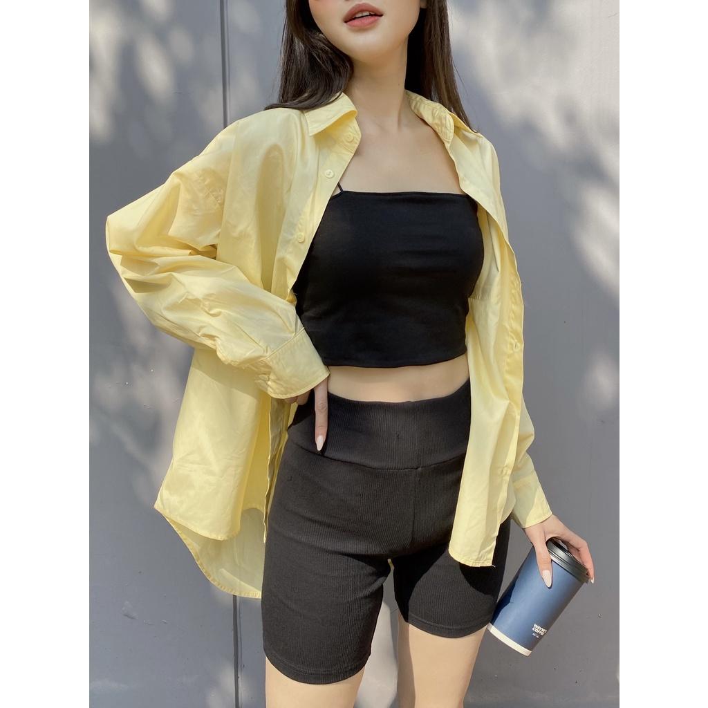 Quần biker thun tăm HEYBEE phom ôm, lưng cao, co giãn mềm mịn - BIKER SHORTS HN012