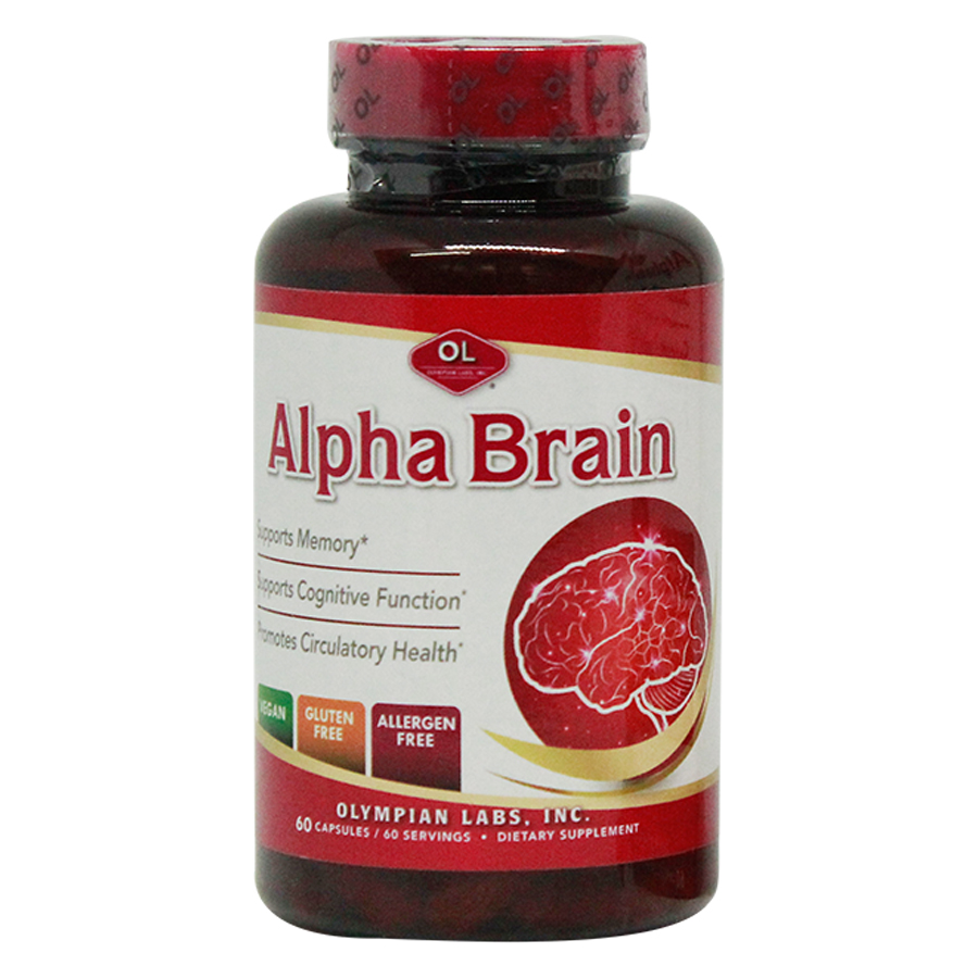 Viên Uống Olympian Labs Alpha Brain Bổ Não, Tăng Cường Tuần Hoàn Máu Não - Hộp 60 Viên