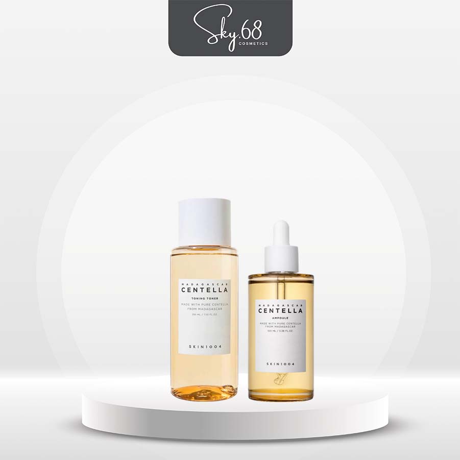 Combo 2 Sản Phẩm Toner + Serum Dưỡng Trắng Da Chiết Xuất Rau Má Skin1004 Madagascar Centella
