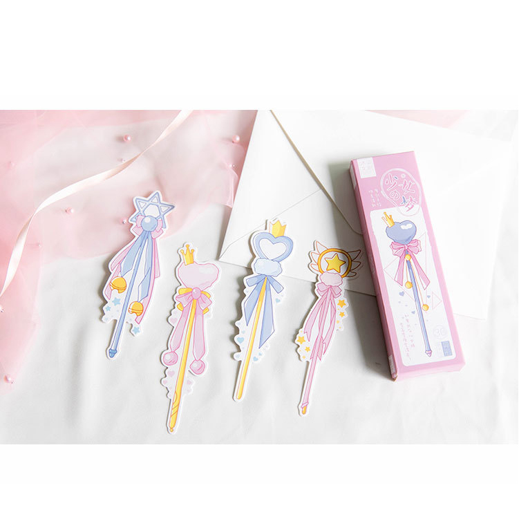 Hộp 30 Bookmark đánh dấu sách quyền trượng phong cách manga-anime Nhật Bản BM008