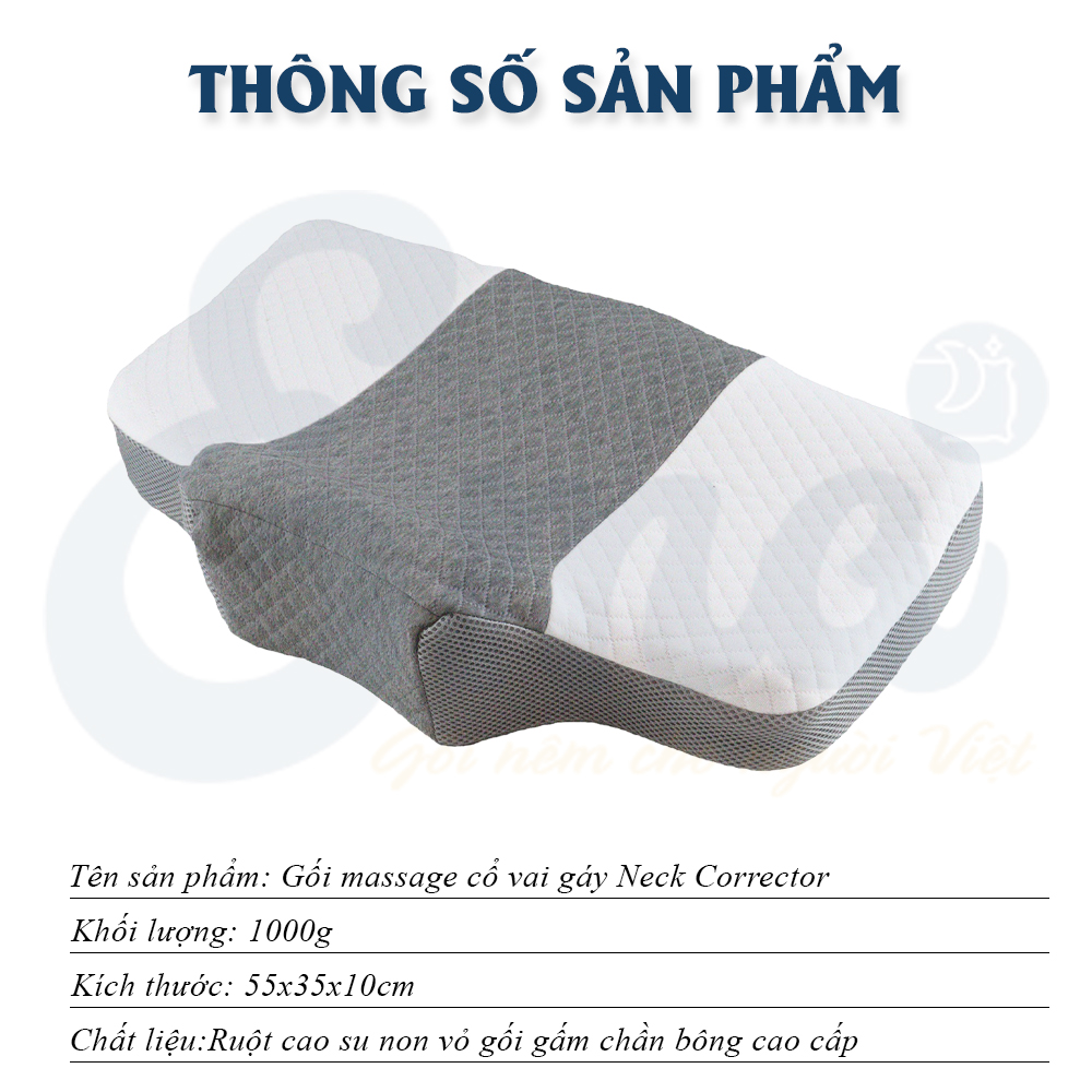 Gối massage cổ vai gáy Neck Corrector cho người thoái hóa đốt sống cổ bằng cao su non - Thương hiệu EMA