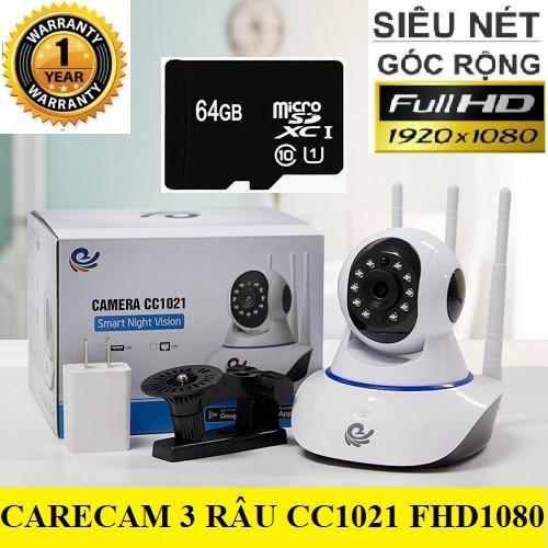 CAMERA CARECAM 3 RÂU FHD1080 - 2.0Mps - Đàm thoại hai chiều rõ ràng hỗ trợ thẻ nhớ lên tới 128Gb