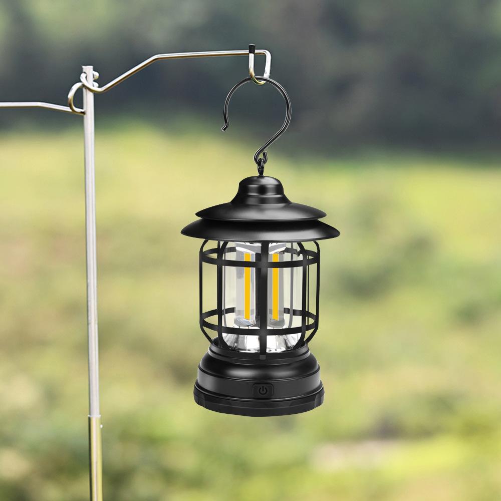 Outdoor Retro Campsite Lantern COB Camping Light Portable LED Emergency Lamp