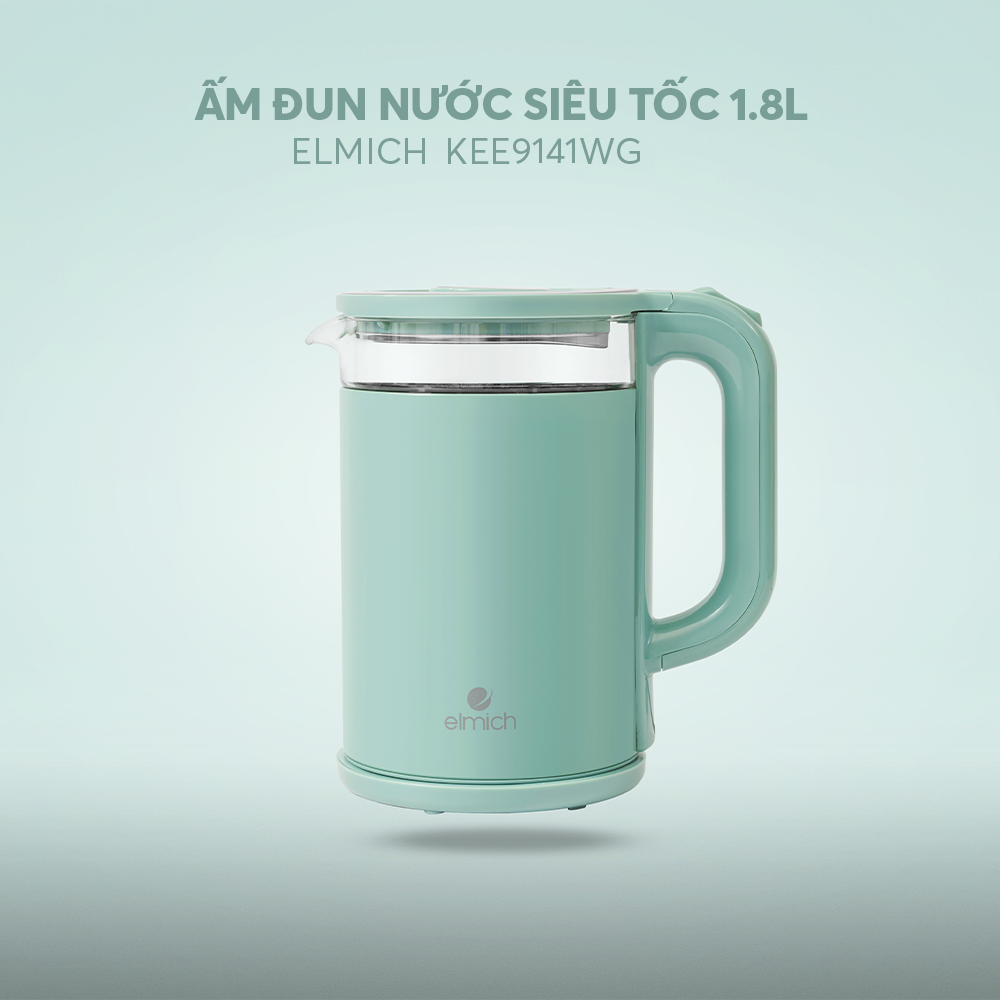 Ấm Đun Siêu Tốc Elmich KEE9141WG 1.8L 2200W, Hàng Chính Hãng, Inox 304, Đế Xoay 360 Độ - JoyMall