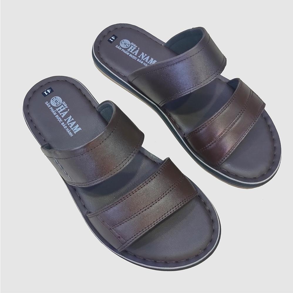 Dép Nam Quai Ngang Da Bò Thật TITI ĐÔ Cao Cấp DNA2153d